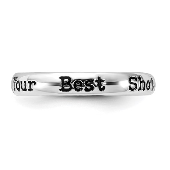 Sterling Silver Stackable Expressions Enameled Lyric Hit Me with Your Best Shot Ring
