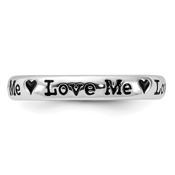 Sterling Silver Stackable Expressions Enameled Lyric Love Me Ring