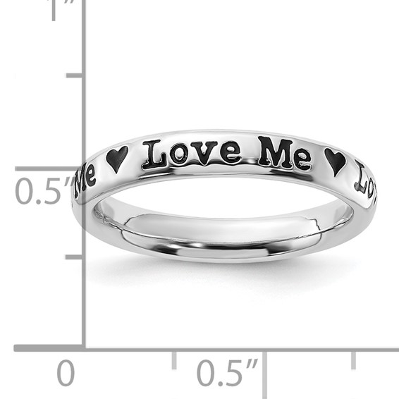 Sterling Silver Stackable Expressions Enameled Lyric Love Me Ring