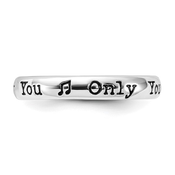 Sterling Silver Stackable Expressions Enameled Lyric Only You Ring