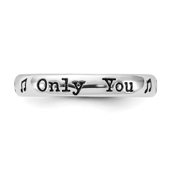 Sterling Silver Stackable Expressions Enameled Lyric Only You Ring