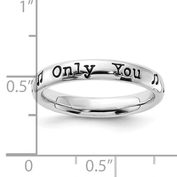 Sterling Silver Stackable Expressions Enameled Lyric Only You Ring