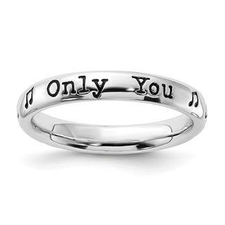Sterling Silver Stackable Expressions Enameled Lyric Only You Ring