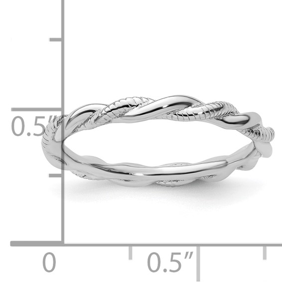 Sterling Silver Stackable Expressions Rhodium-plated Twist Ring