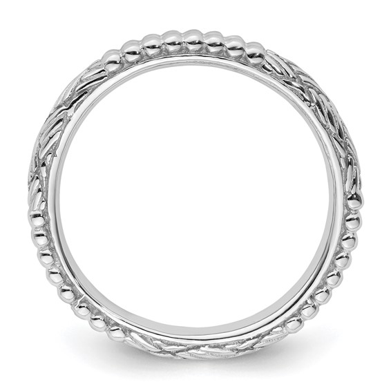 Sterling Silver Stackable Expressions Rhodium-plated Patterned Ring