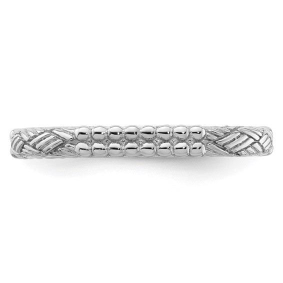 Sterling Silver Stackable Expressions Rhodium-plated Patterned Ring