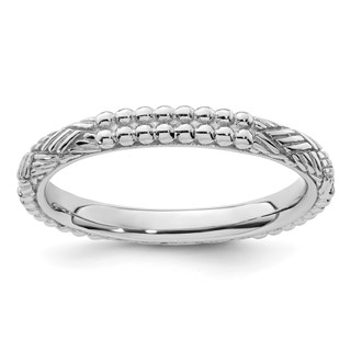 Sterling Silver Stackable Expressions Rhodium-plated Patterned Ring