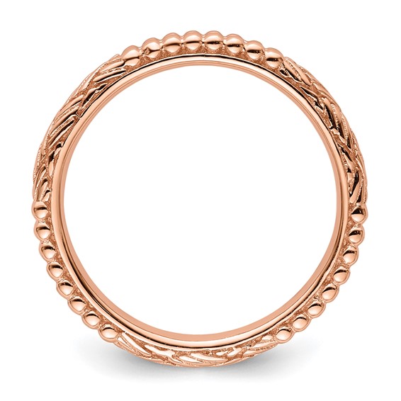 Sterling Silver Stackable Expressions Rose Gold-plated Patterned Ring