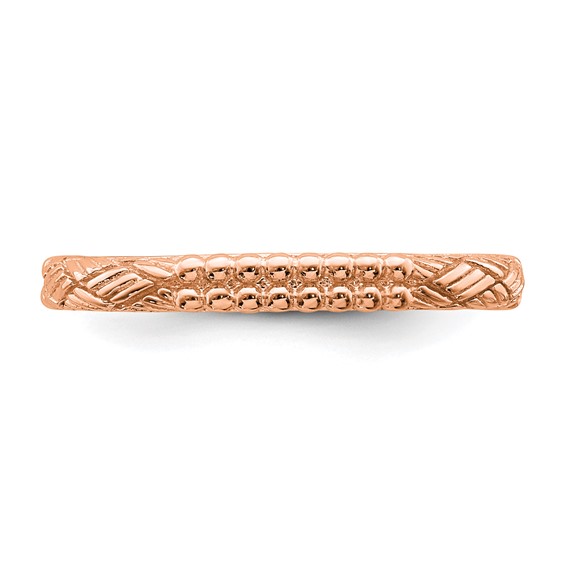 Sterling Silver Stackable Expressions Rose Gold-plated Patterned Ring