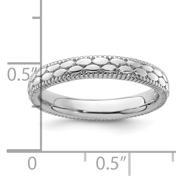 Sterling Silver Stackable Expressions Rhodium-plated Patterned Ring