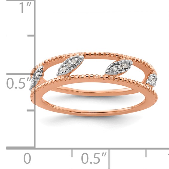 Sterling Silver Stackable Expressions Rose Gold-plated Diamond Jacket Ring