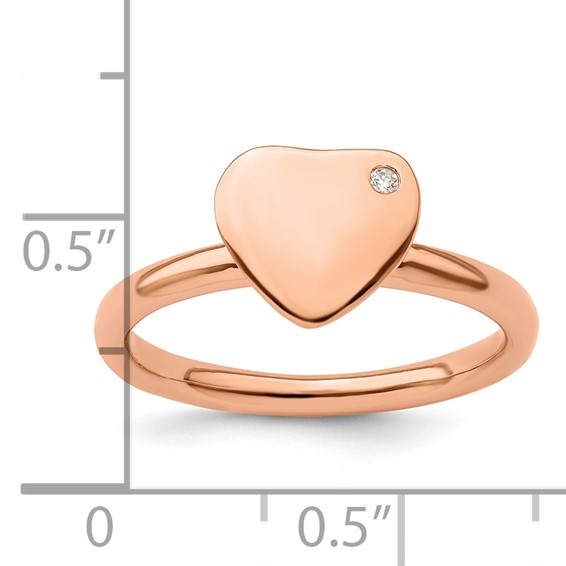 Sterling Silver Stackable Expressions Rose Gold-plated Heart Diamond Ring