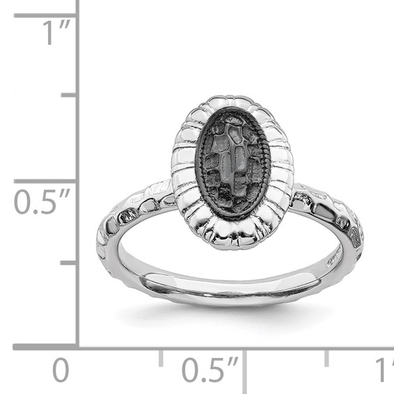 Sterling Silver Stackable Expressions Ruthenium-plated Oval Ring