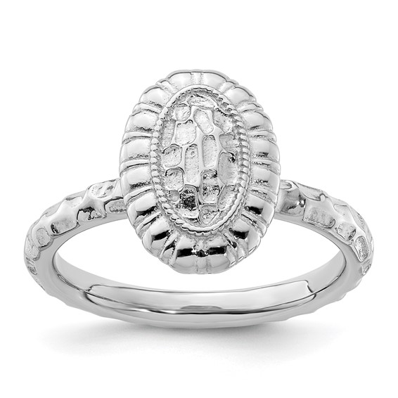 Sterling Silver Stackable Expressions Rhodium-plated Oval Ring
