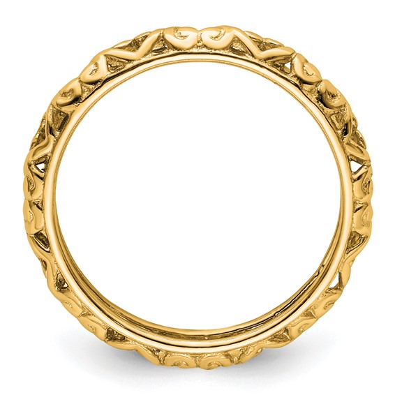 Sterling Silver Stackable Expressions Gold-plated Carved Ring
