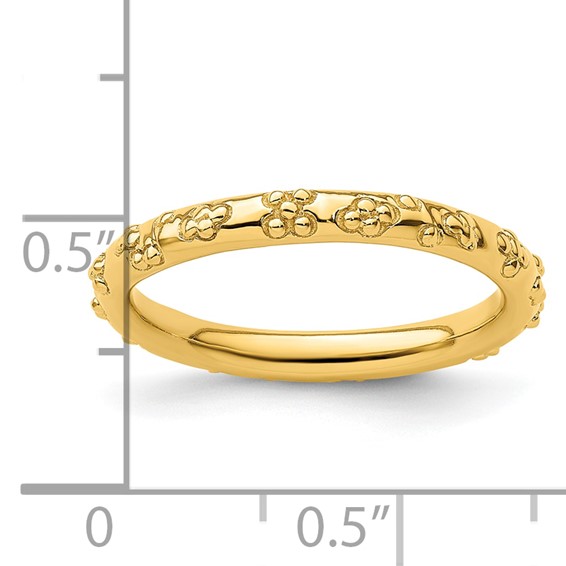 Sterling Silver Stackable Expressions Gold-plated Textured Ring