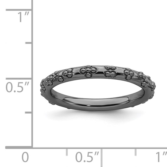 Sterling Silver Stackable Expressions Black-plated Textured Ring