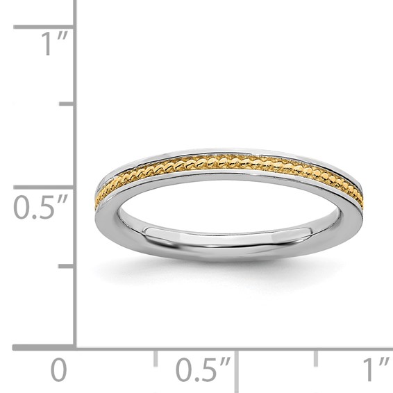 Sterling Silver Stackable Expressions Gold-plated Channeled Ring