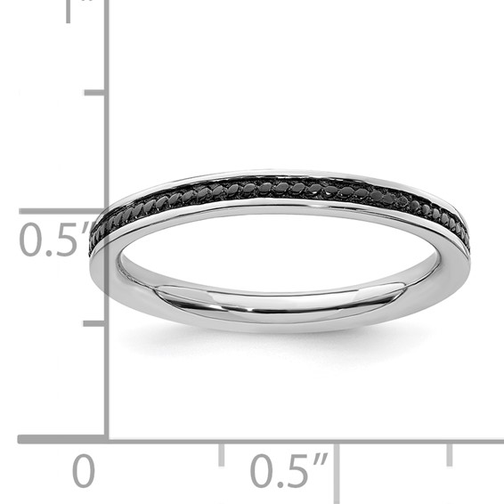 Sterling Silver Stackable Expressions Black-plated Channeled Ring