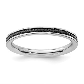 Sterling Silver Stackable Expressions Black-plated Channeled Ring