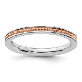 Sterling Silver Stackable Expressions Pink-plated Channeled Ring
