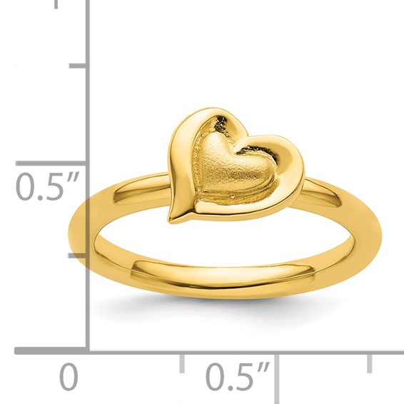 Sterling Silver Stackable Expressions Gold-plated Heart Ring