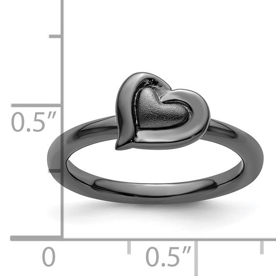 Sterling Silver Stackable Expressions Black-plated Heart Ring