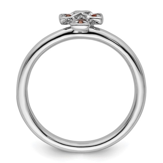 Sterling Silver Stackable Expressions Rhodium plated Gemstone Cross Rings