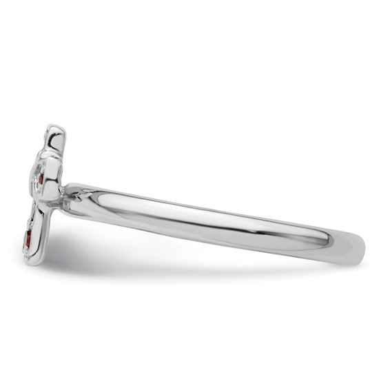 Sterling Silver Stackable Expressions Rhodium plated Gemstone Cross Rings