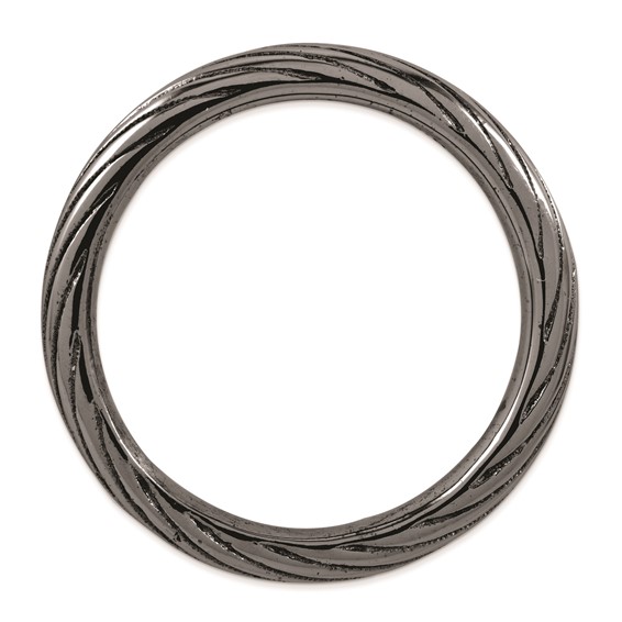 Sterling Silver Stackable Expressions Black-plated Textured Ring