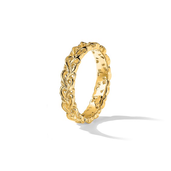 Sterling Silver Stackable Expressions Gold-plated Carved Band