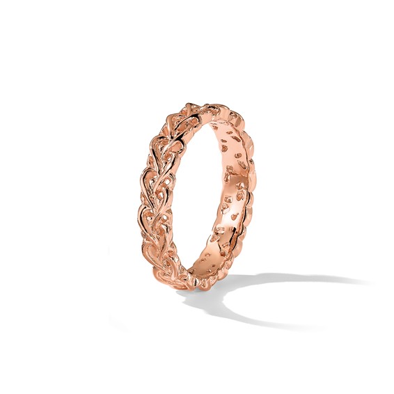 Sterling Silver Stackable Expressions Pink-plated Carved Ring