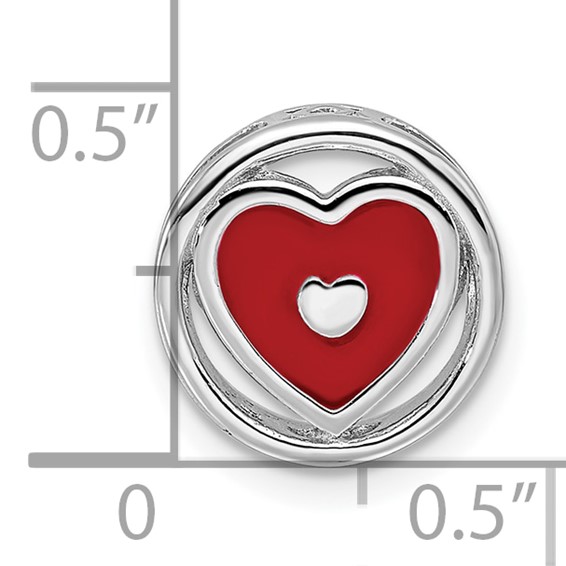 Sterling Silver Stackable Expressions Small Red Enameled Heart Chain Slide