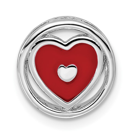Sterling Silver Stackable Expressions Small Red Enameled Heart Chain Slide