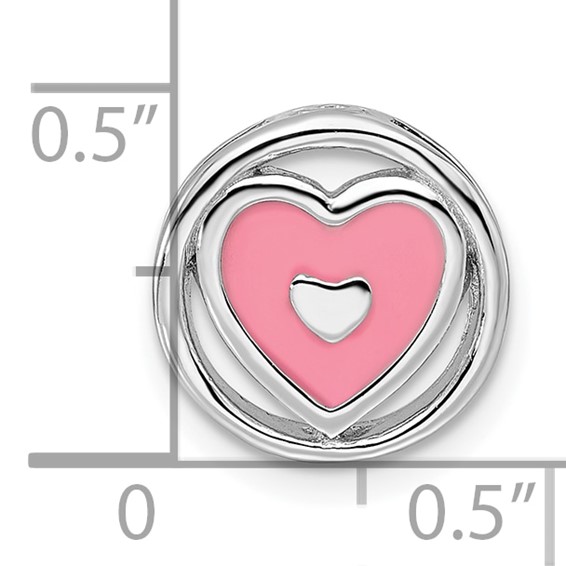 Sterling Silver Stackable Expressions Small Pink Enameled Heart Chain Slide