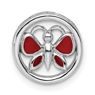 Sterling Silver Stackable Expressions Small Red Butterfly Chain Slide