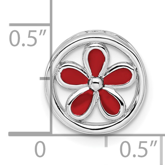 Sterling Silver Stackable Expressions Sm Red Enameled Flower Chain Slide