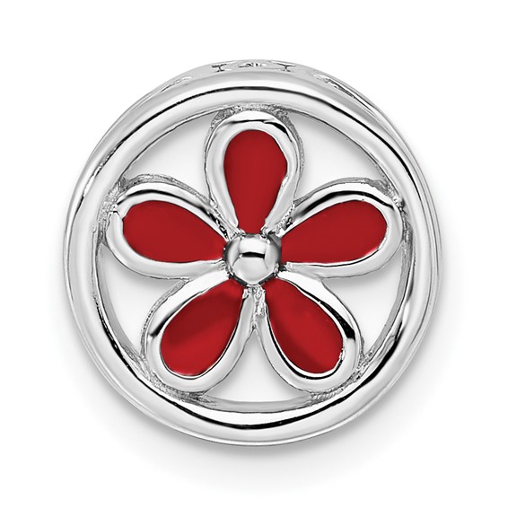 Sterling Silver Stackable Expressions Sm Red Enameled Flower Chain Slide