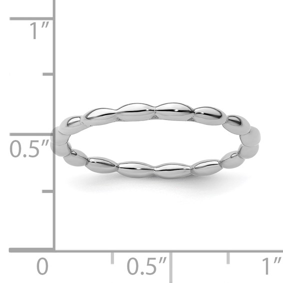 Sterling Silver Stackable Expressions Rhodium Rice Bead Ring