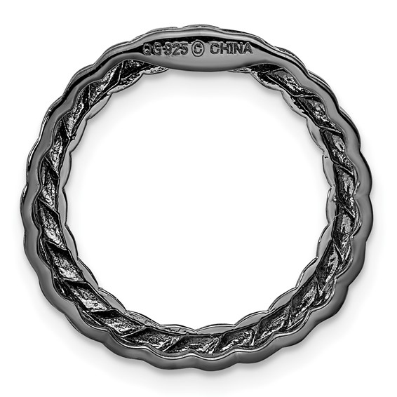 Sterling Silver Stackable Expressions Blk-plated Med Polished Chain Slide