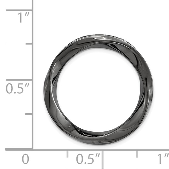 Sterling Silver Stackable Expressions Blk-plated Med Polished Chain Slide