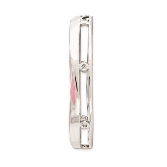 Sterling Silver Stackable Expressions Lg Polished Pink Enameled Chain Slide
