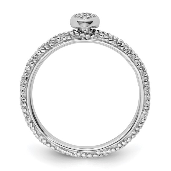 Sterling Silver Diamond Stackable Expressions Textured Heart Ring