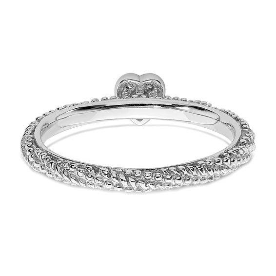 Sterling Silver Diamond Stackable Expressions Textured Heart Ring