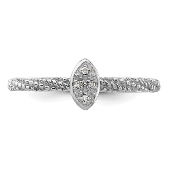 Sterling Silver Diamond Stackable Expressions Textured Ring