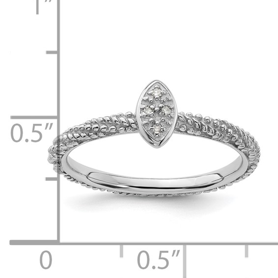 Sterling Silver Diamond Stackable Expressions Textured Ring