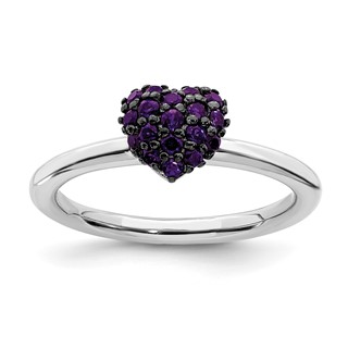 Sterling Silver Stackable Expressions Gemstone Heart Rings