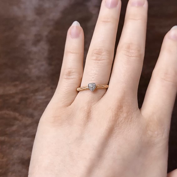 Sterling Silver Diamond Stackable Expressions Rose Gold Plated Heart Ring