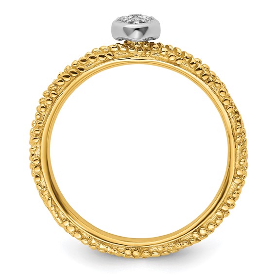 Sterling Silver Diamond Stackable Expressions Yellow Gold Plated Heart Ring