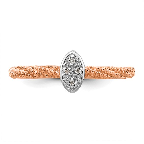 Sterling Silver Diamond Stackable Expressions Rose Gold Plated Ring